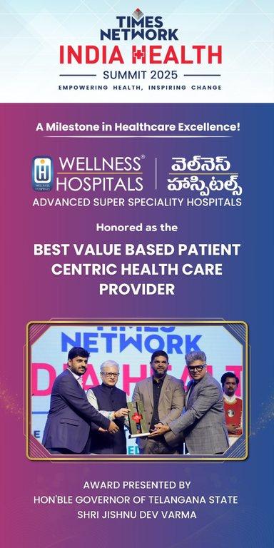 Best Value Based Patient Centric Health Care Provider — award certificate awarded to Wellness Hospitals